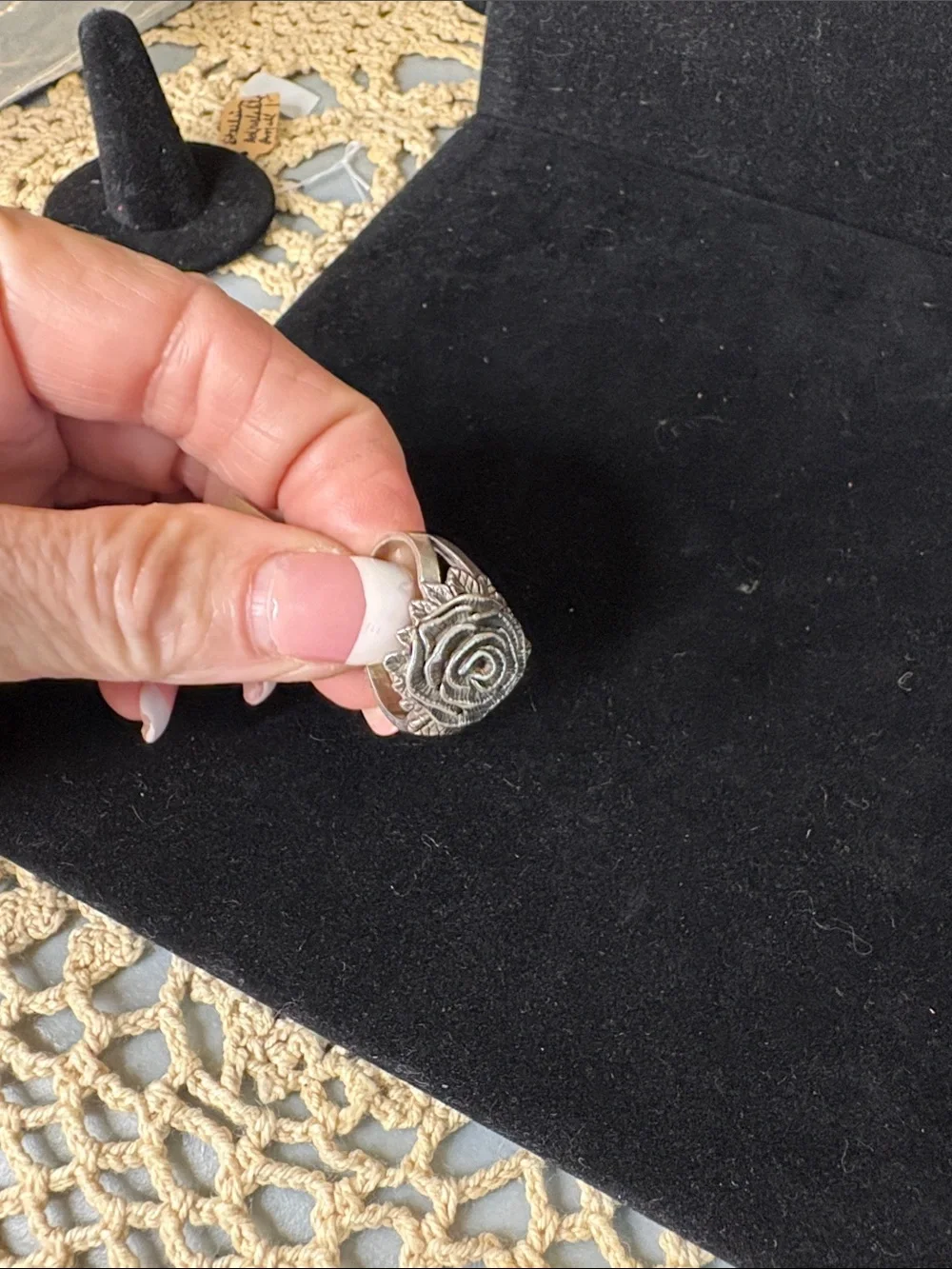 Silver Floral Rose Statement Ring - Women's Jewelry